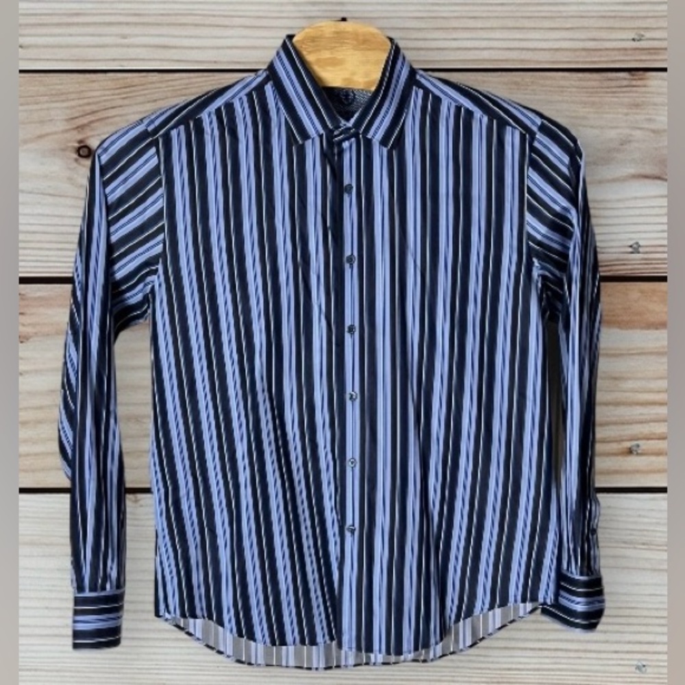 Bugatchi Uomo Men's Size Medium Flip Cuff Long Sleeve Button Down Collared Shirt